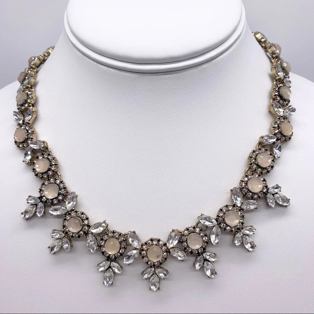 Ann Taylor Blush Jeweled Flower Link Necklace